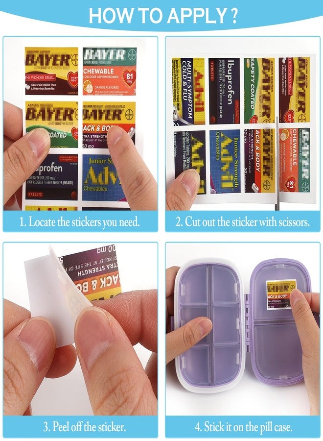 vanow 482Pcs Medicine Stickers for Pill Organizers, Quality Travel Daily Medication Organizer Stickers of Brands, 47 Sheets Pill Box Lables Stickers - Image 4